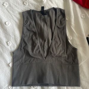 Gray plunge neck urban outfitters going out top